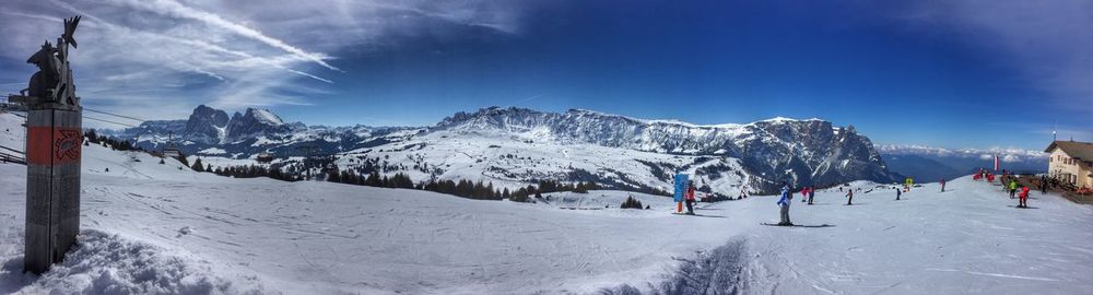 Panoramic view of snowcapped mountain against sky