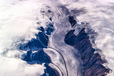 Aerial view of mountains and glacier