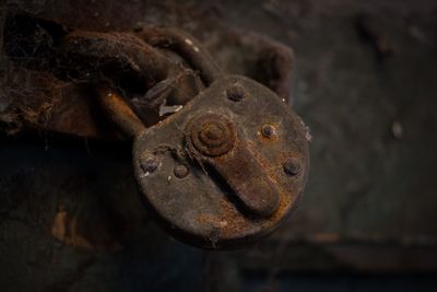 Close-up of rusty metallic lock