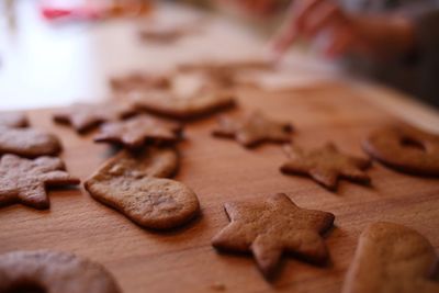 Close-up of gingerbread cookies on table