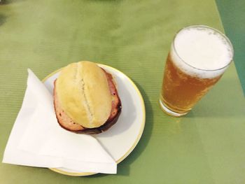 Close-up of bread in plate on table