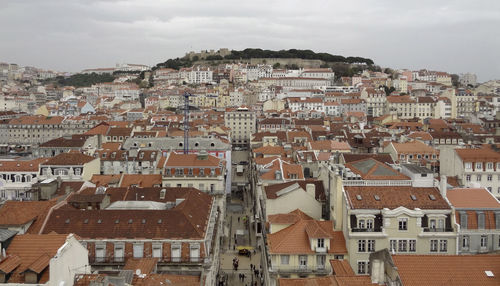 High angle view of townscape against sky