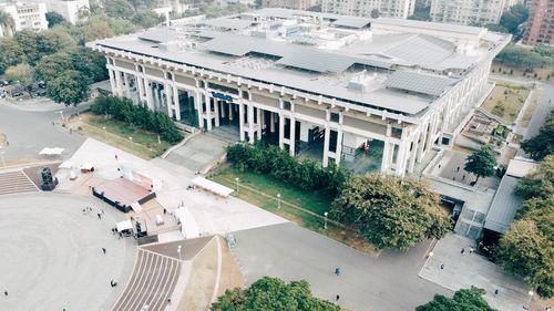 High angle view of buildings in city