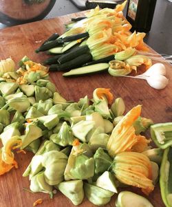 Close-up of vegetables on cutting board