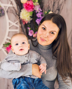 Portrait of happy mother with son