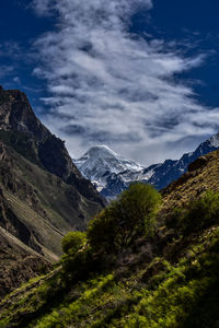 Scenic view of mountains against sky