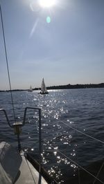 Boat sailing in sea
