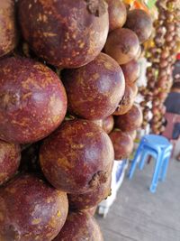 Close-up of fruits for sale at market stall