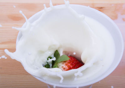 Close-up of fruit salad in bowl on table