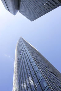 Low angle view of modern building against clear sky