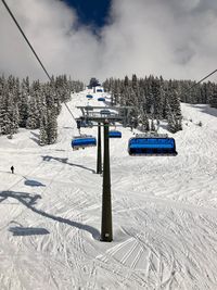 View of ski lift in snow