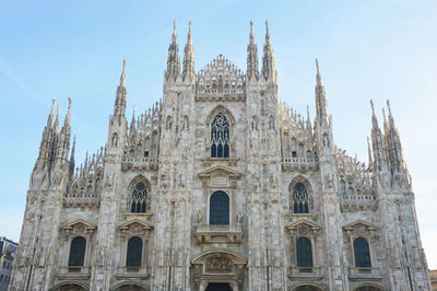 Low angle view of cathedral against blue sky