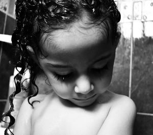 Close-up of girl bathing