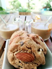 Close-up of breakfast on table