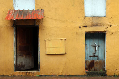 Closed door of building