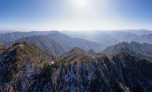 Panoramic view of mountains against sky