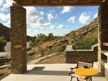 Sitting area with landscape against the sky