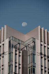 Low angle view of modern building against clear sky