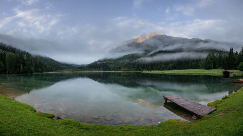 Scenic view of lake against sky