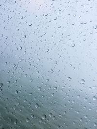 Full frame shot of raindrops on window
