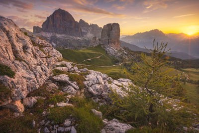 Incredible landscape with the beauty of dolomite mountains, italy.