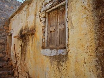 Closed door of old house