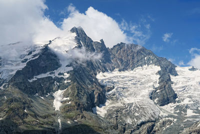 Scenic view of snow mountains against sky