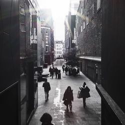 People walking on city street