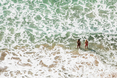 High angle view of people on beach