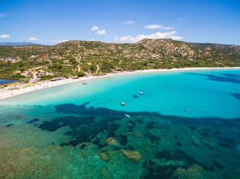 Scenic view of sea against blue sky