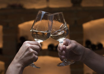 A person enjoying a glass of white wine, alcoholic beverage