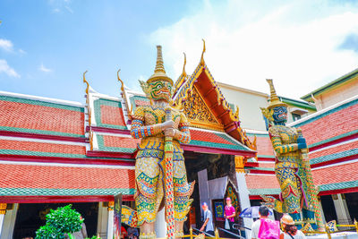 Low angle view of traditional building against sky