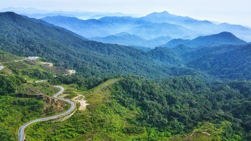 High angle view of mountain road