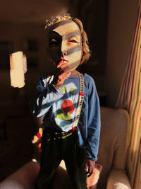 Portrait of a child wearing a mask
