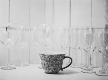 Close-up of empty coffee cup on table