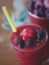 Close-up of berry smoothie