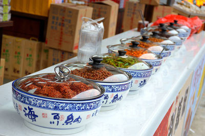 Close-up of food on table at market