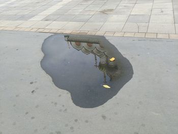 High angle view of shadow on water