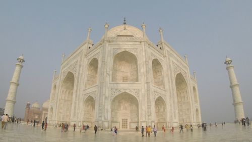 Low angle view of taj mahal against clear sky