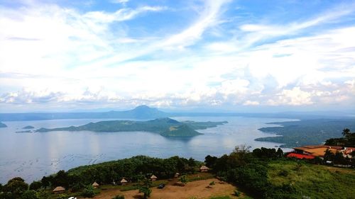 High angle view of sea against sky