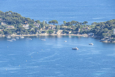 Aerial view of saint-jean-cap-ferrat with the blue sea and beautiful beaches