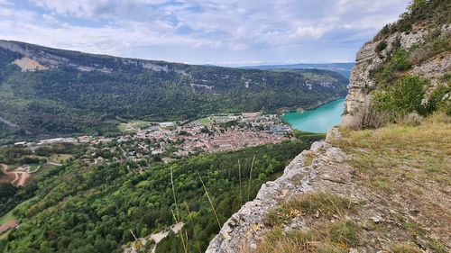 High angle view of landscape against sky