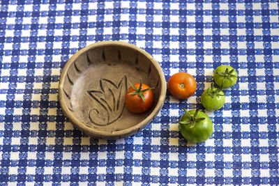 High angle view of food on table