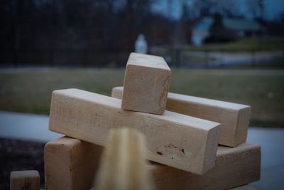 Close-up of wooden blocks