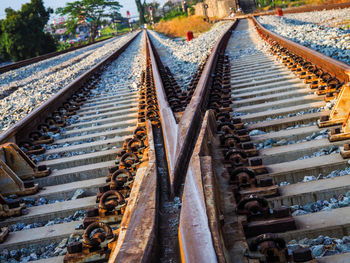 High angle view of railroad tracks