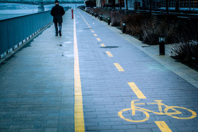 Full length of man walking on road