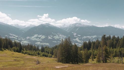 Scenic view of mountains against sky