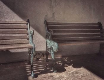 Close-up of empty bench