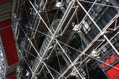 High angle view of bicycle wheel in city