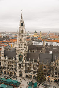 High angle view of buildings in city